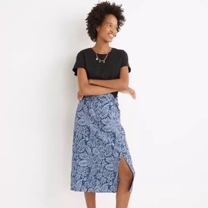 Madewell Linen Blend Knotted Midi Skirt in paisley garden